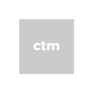 A gray square with the lowercase white letters "ctm" centered on it, against a light gray background.
